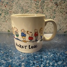 FUNNY Coffee Mug PICKET LINE by Papel JOHN LAMB Cartoon Picking Nose w/ Color