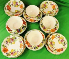 Set of 4 Settings Steubenville Breakfast Tea Cup & Saucer Snack Plate Fruit Bowl