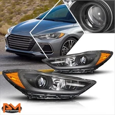 For 17-18 Hyundai Elantra Projector Headlights/Lamps Black Housing Amber Corner