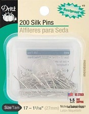 49 Nickel-Plated Brass Silk Pins, 1-1/16-Inch (200-Count)