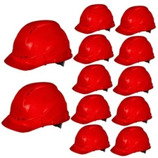  12 Pieces 4 Point Suspension Hard Hat Bulk Safety Helmets with Vents and Red