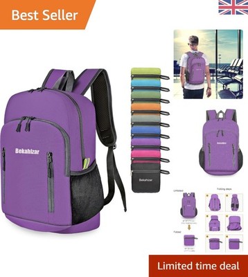 Ultraleichter lila Wanderrucksack - 20L faltbarer Tagesrucksack für allen Outdoor-Spaß