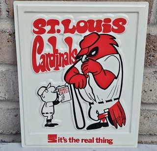 VTG St Louis Cardinals Fredbird Plastic 3D sign 70’s Baseball Mascot Coca Cola