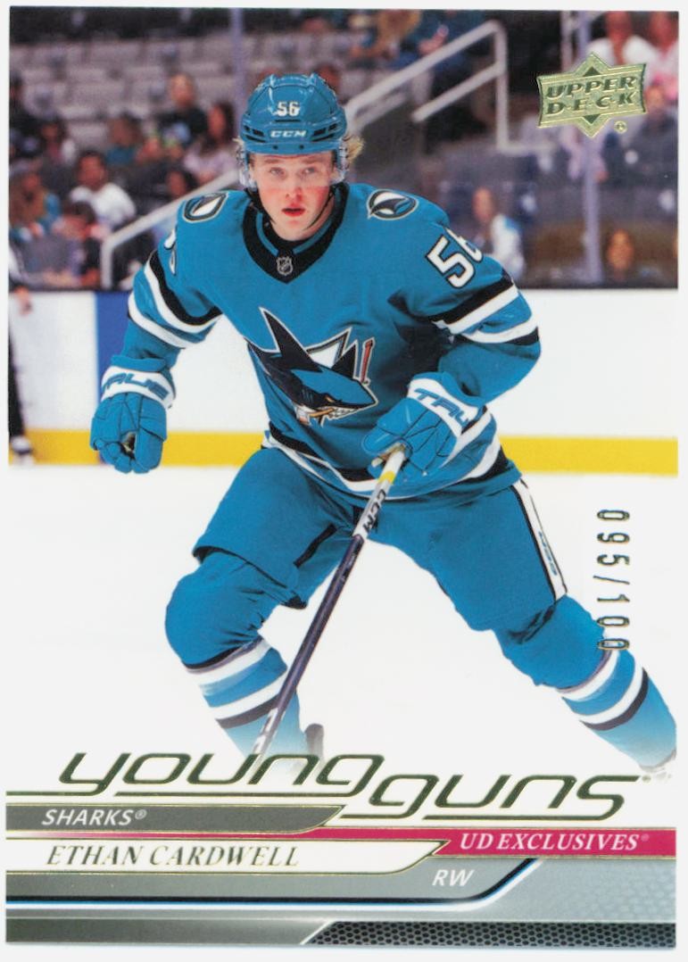 2024-25 Upper Deck Exclusives #459 Ethan Cardwell YG /100 Young Guns Sharks