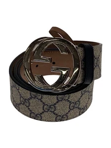 Ceinture GUCCI G interlock logo GG 85 cm cuir x PVC marine homme 411924 Occasion