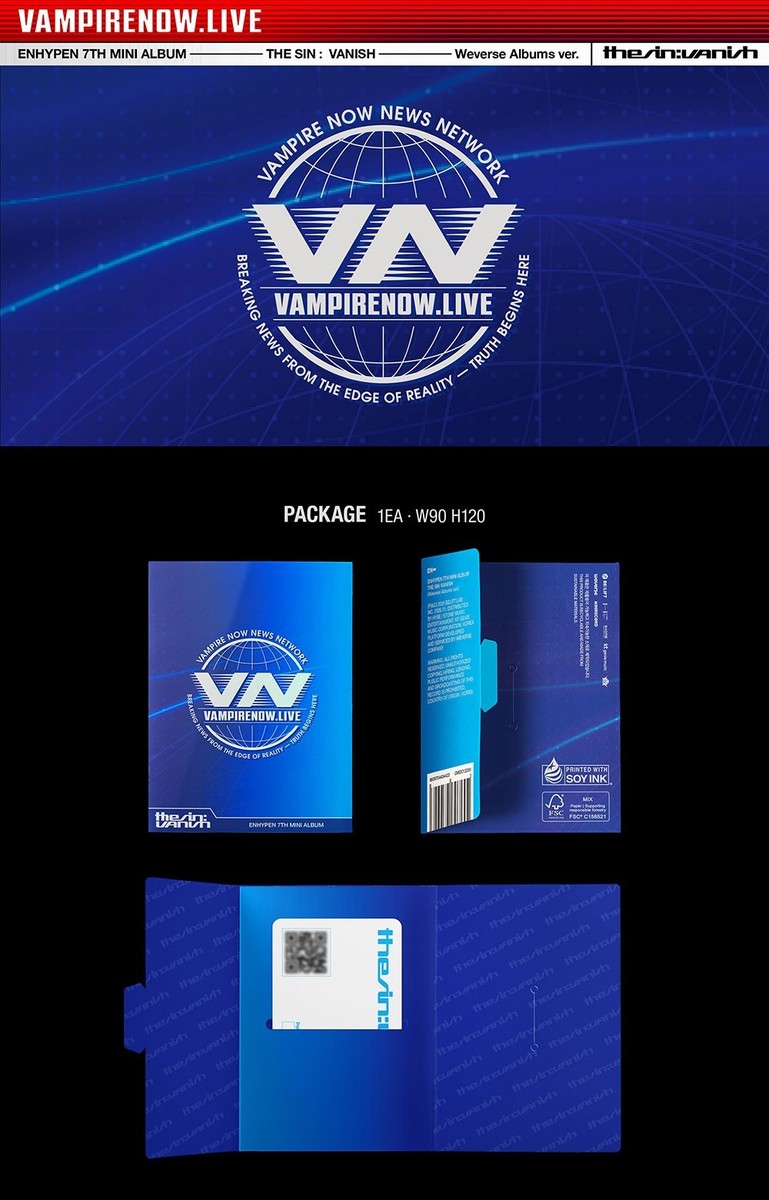 ENHYPEN THE SIN:VANISH 7th Mini Album WEVERSE ALBUMS Ver/QR+