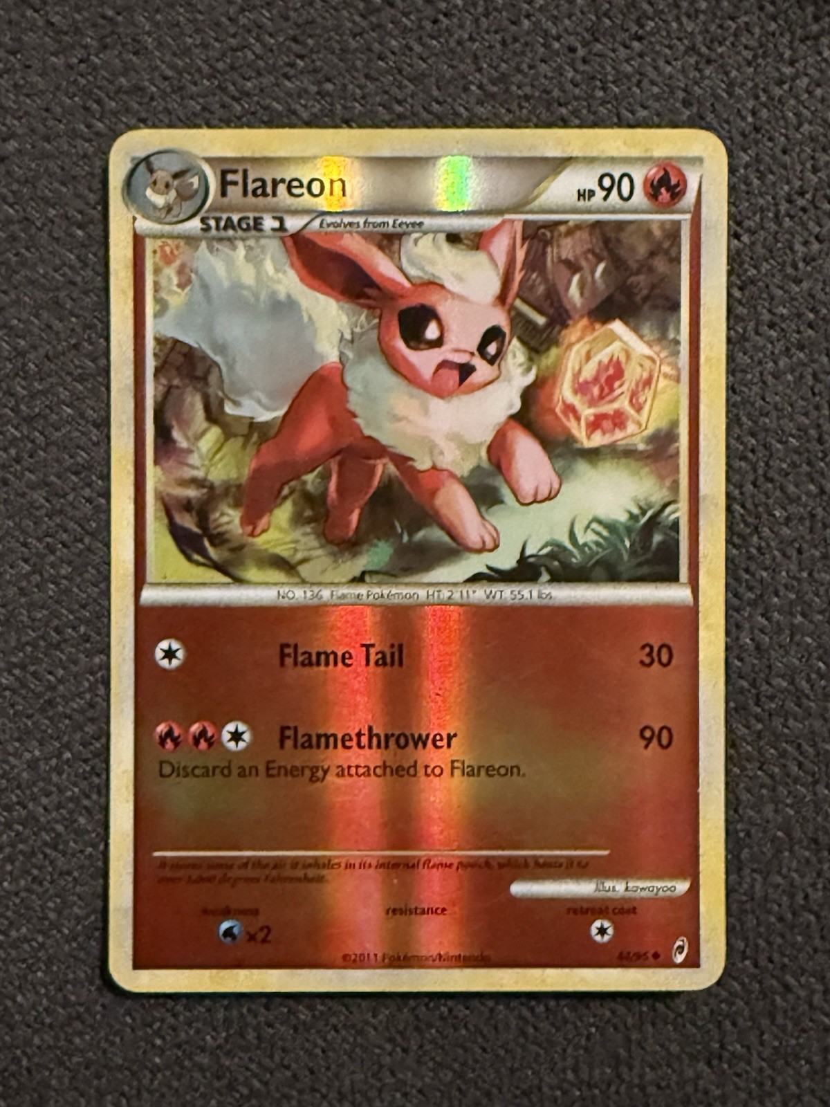 2011 POKEMON FLAREON 44/95 - REVERSE HOLO- CALL OF LEGENDS CARD EX-Mint