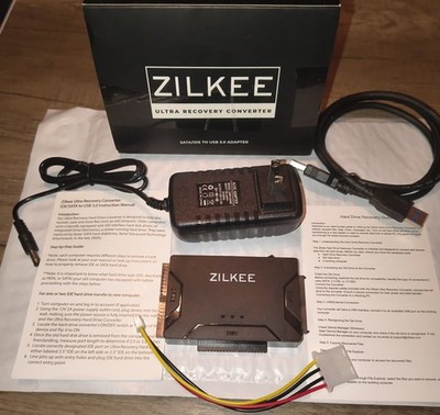 ZILKEE SATA IDE to USB 3.0 Adapter Hard Drive SSD HDD Converter w/ Power Supply