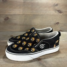 vans old skool kids youth size 1 shoes black flame skate sneakers