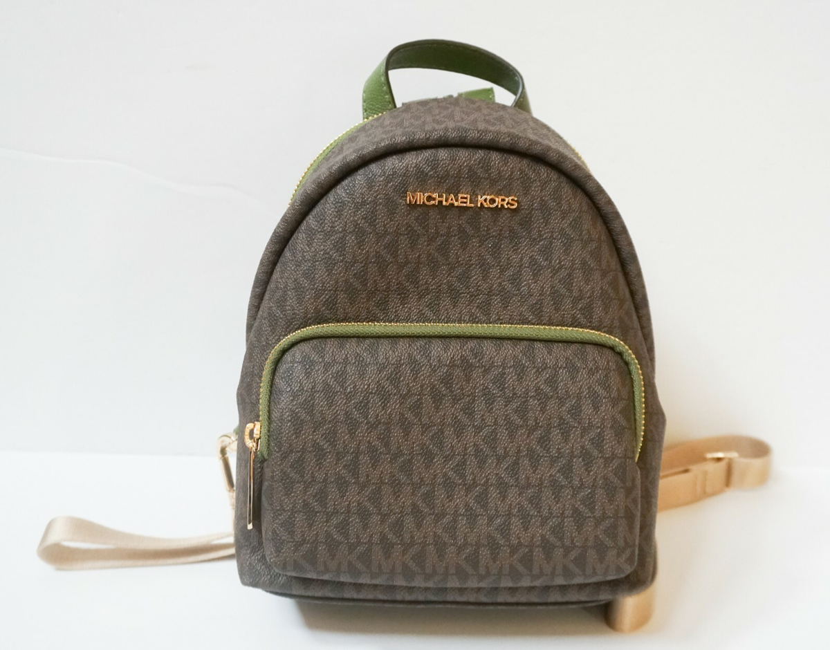Michael Kors Erin Small Convertible Backpack MK Brown Green | eBay
