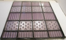 ANTIQUE 16X18" LUXFER PRISM GLASS TILE LEADED WINDOW PANEL WAVE & RAIN DROP
