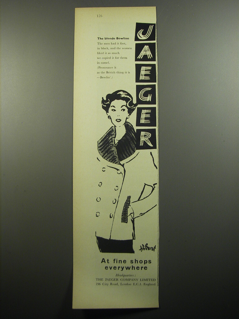 1957 Jaeger Fashion Ad The blonde Bowline