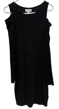 Velvet By Graham and Spencer Womens Sweater Dress Medium Black Cold Shoulder