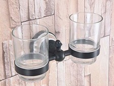 Oil Rubbed Bronze Wall Mounted Bathroom Double Cup Toothbrush Tumbler Holder
