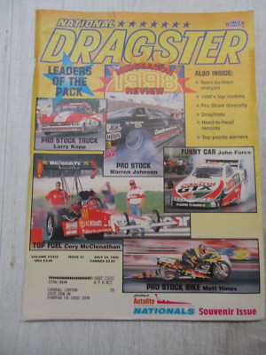 NATIONAL DRAGSTER MAGAZINE JULY 24, 1998 WARREN JOHNSON LARRY KOPP MCCLENATHAN