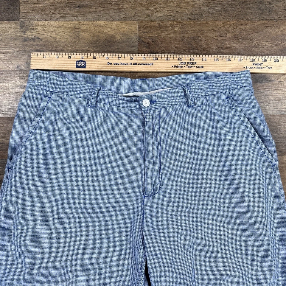 Pantalones Cortos Cubavera Para Hombre 36 Azul Lino Mezcla Algodón Chino Ligero Verano Foto 4 de 4