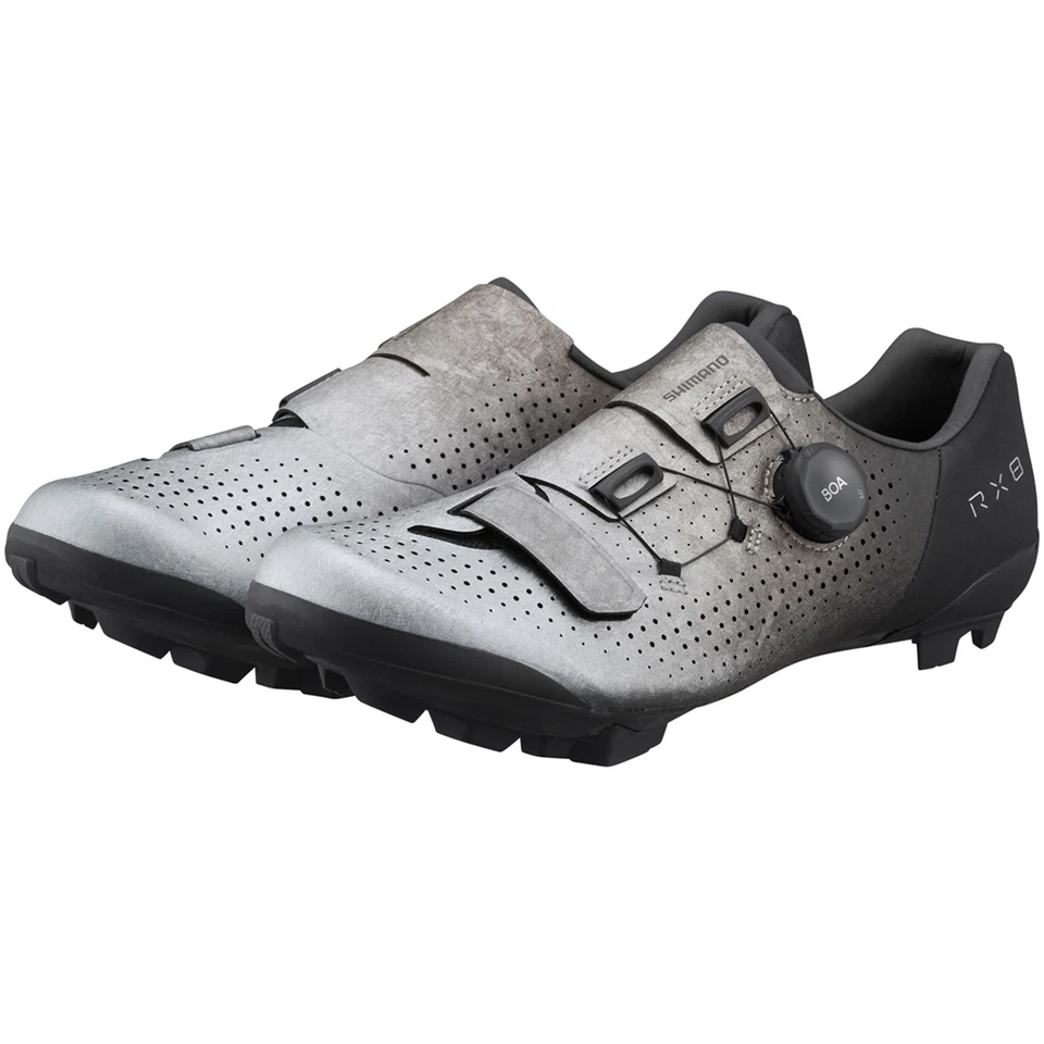 Zapatos de hombre Shimano GRAVEL sin clip carbono SH-RX801 BOA MTB - plateados Foto 2 de 4