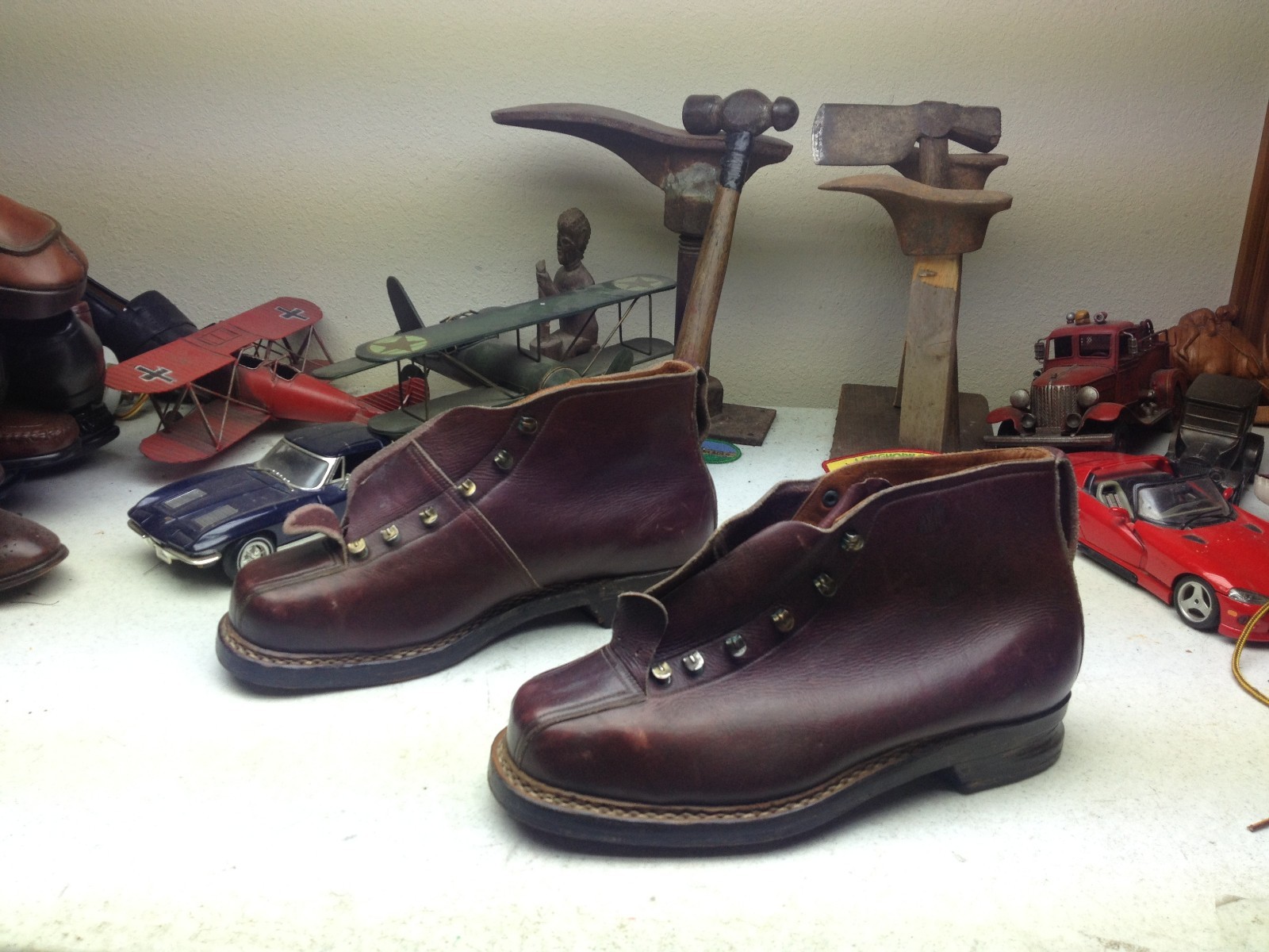 SALOMON STIVALI DA SCI DA NEVE INVERNALI VINTAGE IN PELLE MARRONE STRINGATI 9 5 D