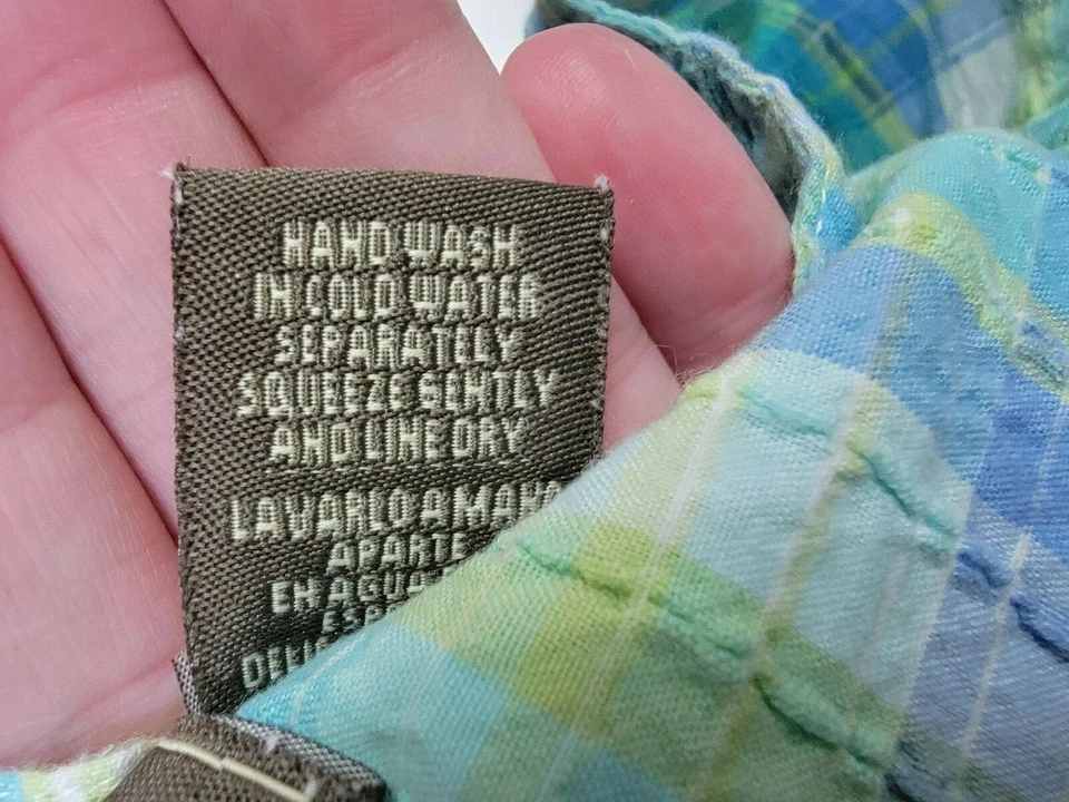 Camisa Top Blusa Jane Ashley Mujer Talla 3X Verde Azul Blanco A Cuadros Foto 3 de 4