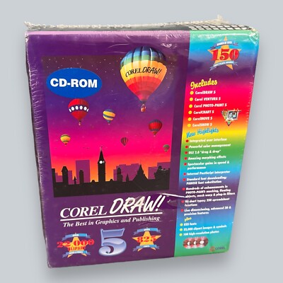 COREL Draw Suite 5 IBM Comparable Vintage PC Software CD Rom Unopened NIB