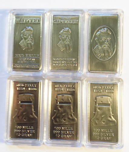 NED KELLY Set Of 3 x 10grm Ingots With Display Box HSE 999 Silver Antique LTD - Picture 4 of 8