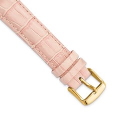 DeBeer 24mm Pink Crocodile-Style Grain Chrono Gold-tone Buckle Watch Band