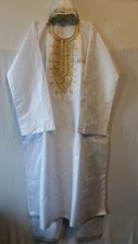 Men African Brocade Dashiki Long Pant Suit Big N Tall Clothing White Plus Size
