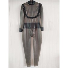 Latex Rubber Gummi Cosplay Catsuit Gray Playsuit Bodysuit Tights 0.4mm S-XXL
