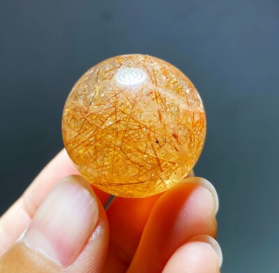 24.8mm Natural Red Copper Rutilated Crystal Round Beads ball Healing D440
