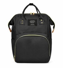 Large Capacity Diaper Bag Travel Black Backpack 3 Insulated Bottle Pockets