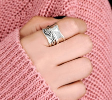 Solid 925 Sterling Spinner Band & Statement Ring Handmade Jewelry Ring All Size