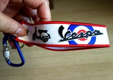 VESPA Keychain Embroidered Fabric Strap Keyring Holder Tag Motorcycle Bike Gift
