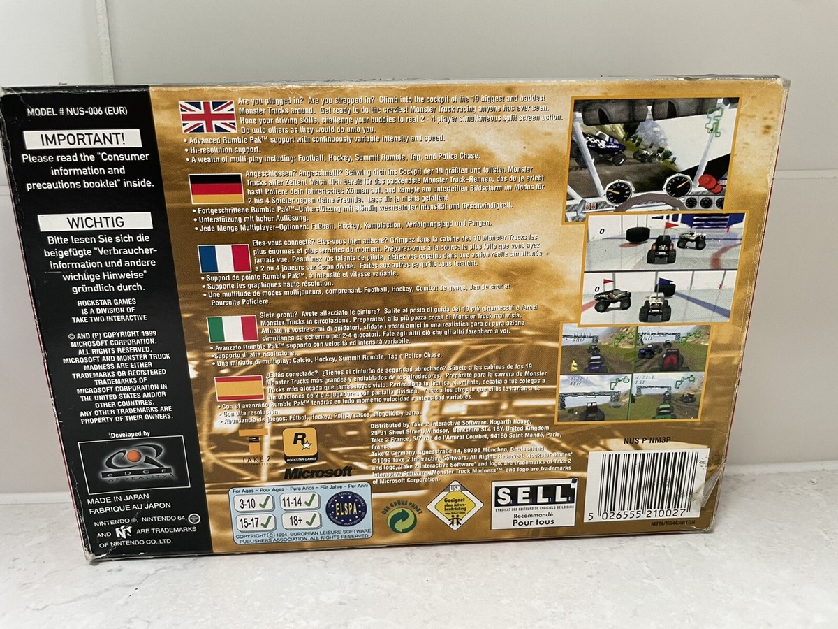 Monster Truck Madness 64 Nintendo Fair Condition Rockstar Games