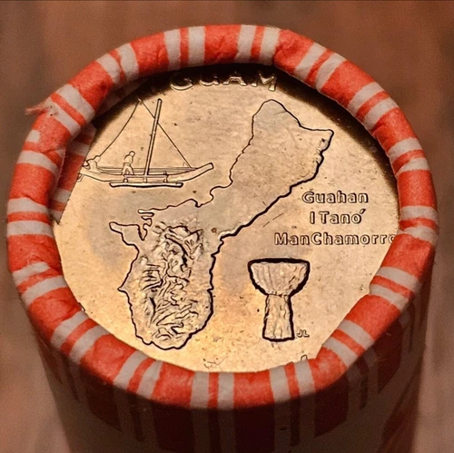 GUAM 2009 "P" State Quarters BU Original Bank Wrapped Roll - Heads/Tails