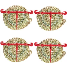Ratchet Load Binder Chain and Binder Kit 3/8"-1/2", 10' Chains Hauling