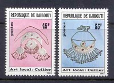 DJIBOUTI  SC# 475-476 NECKLACE FROM DJIBOUTI PERF.