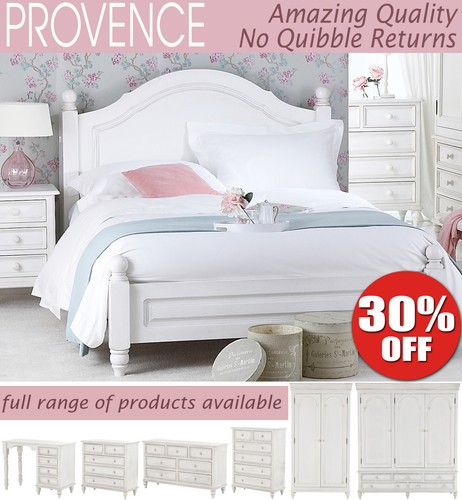 PROVENCE Antique White Bedroom Furniture, Shabby Chic chest of drawers, wardrobe