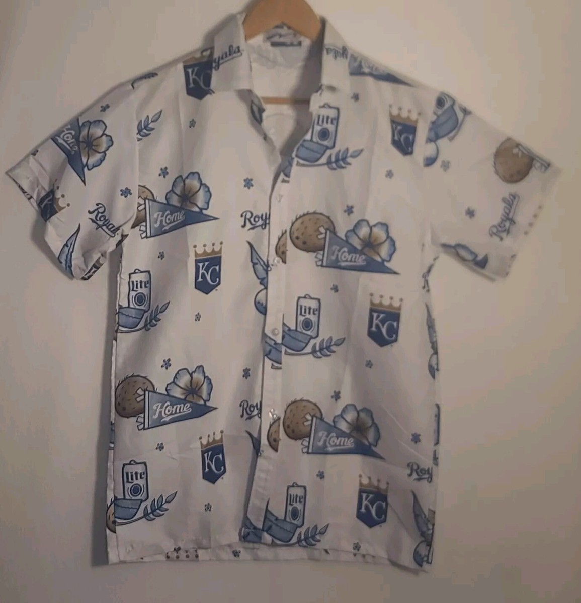 Kansas City Royals Hawaiian Shirt Size Medium Miller Lite Beer Fan