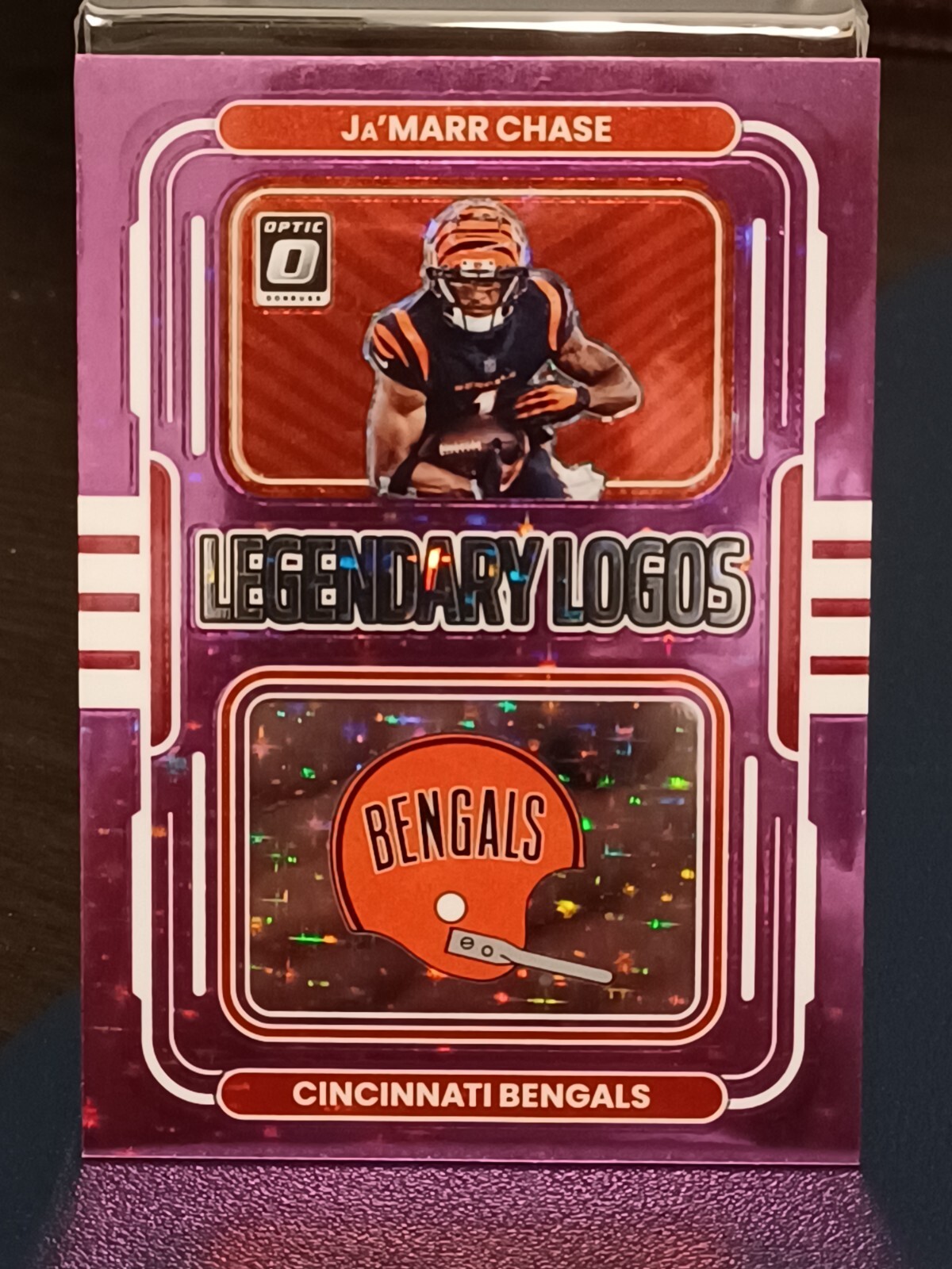 Ja'Marr Chase 2022 Optic - Legendary Logos Purple Stars Prizm #'d /25 Bengals