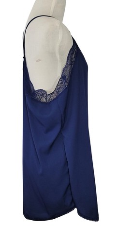 Qearal Womens Navy Blue Lace-Trimmed Sleeveless Racerback Camisole Lined Top L - Picture 8 of 15