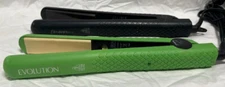 HERSTYLER/EVOLUTION  2 PC PACK FLAT IRON - (BLACK/GREEN) GENTLY USED