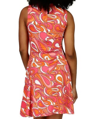 pink and orange twist dress HeyHeyShine Color-block Twist Orange Pink Cutout