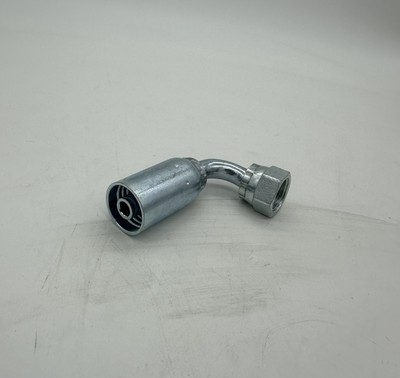FFX90-06-06-U (1) Hydraulic Crimp Fitting 3/8'' Female Flat Swivel HY