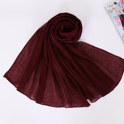 Voile Crinkle Scarf Women Muslim Hijab Shawl Wrap Headscarf Turban Plain Stoles - Picture 7 of 30