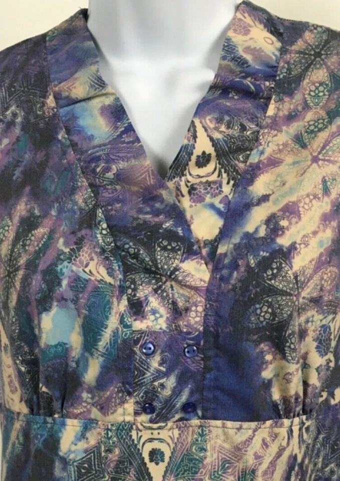 Grays Anatomy Womens Scrub Top Size XS Purple Blue Short Sleeves Pockets V neck - Image 2 of 4