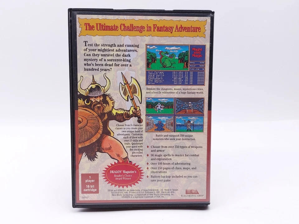 Might and Magic 1 Gates to Another World (Sega Genesis, 1991) w/ Case - Image 2 of 4