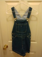 Girls Jean Bib Overalls Shorts Size M Tommy Hilfiger 100 Cotton Dark Wash