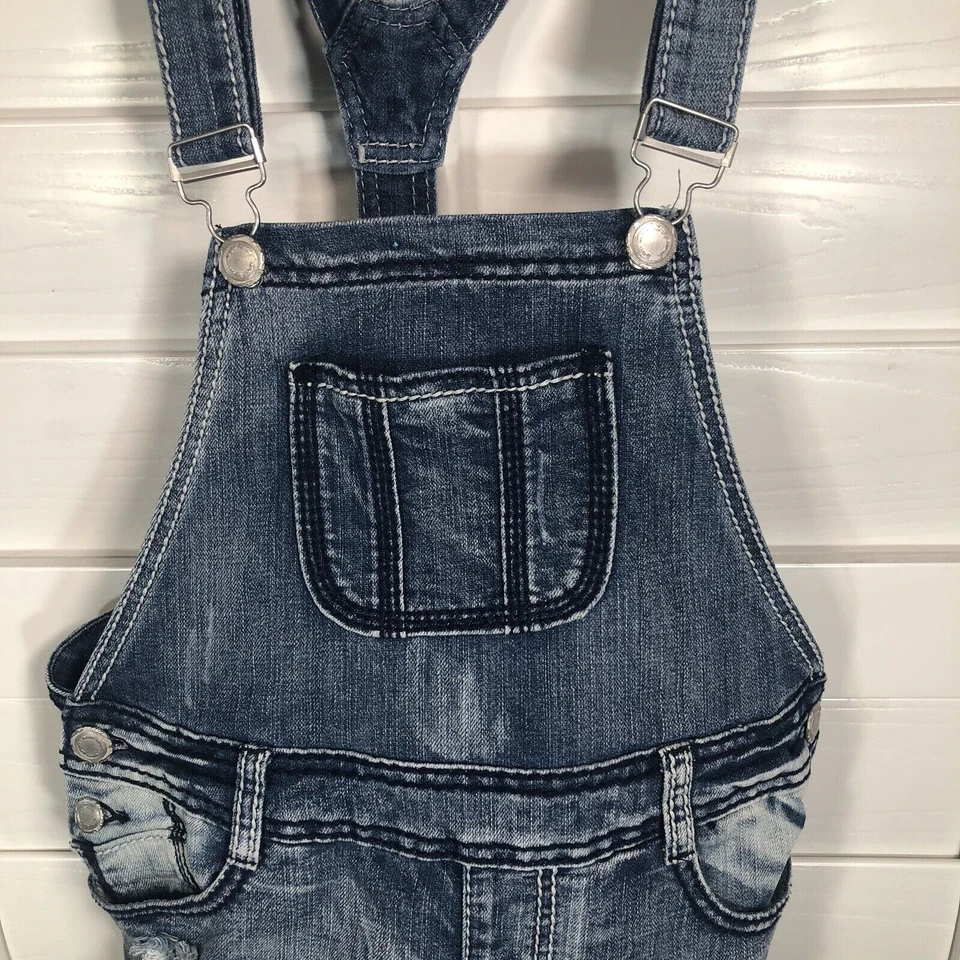 Mono corto con tirantes delantero juniors talla 7 azul vaquero desgastado elástico Foto 2 de 4
