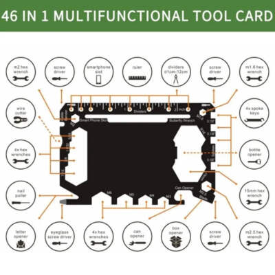 Multi Tool 46 in 1 Credit Card Size Outdoor Camping Survival Accessories Multipu