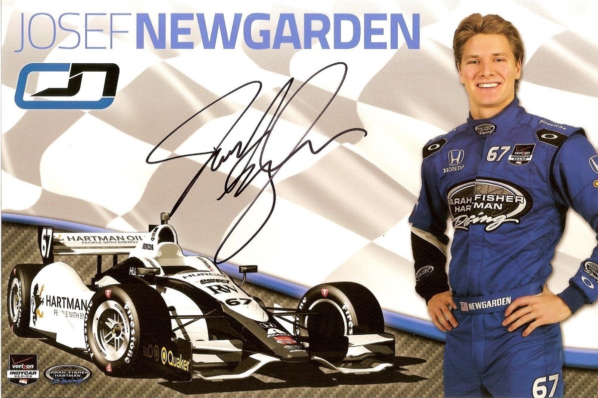 2014 JOSEF NEWGARDEN signed INDIANAPOLIS 500 PHOTO CARD POSTCARD